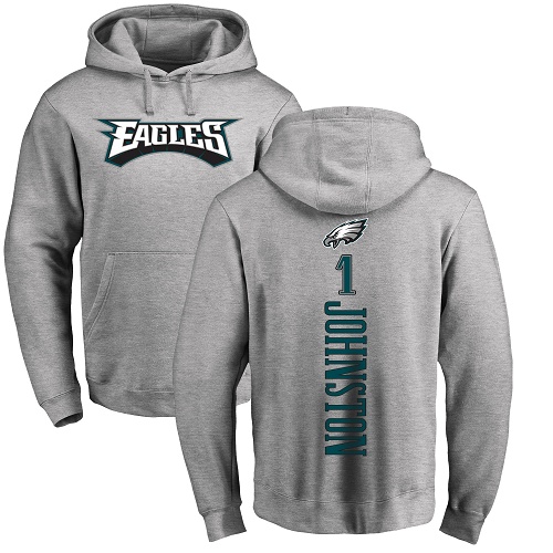 Men Philadelphia Eagles #1 Cameron Johnston Ash Backer NFL Pullover Hoodie Sweatshirts